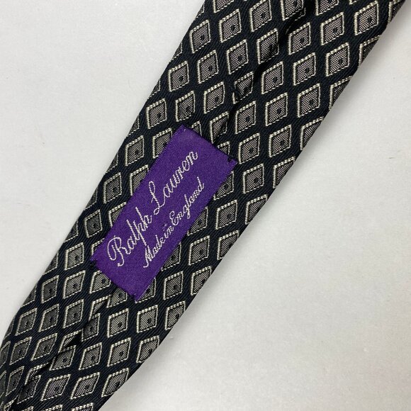 Ralph Lauren 100% Silk Tie Made in England Hand Made Geometric Print - Picture 7 of 9